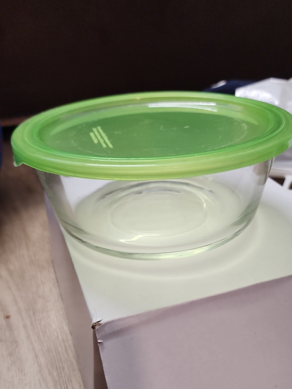 Translucent Glass Food Storage Container With Green Lid New In Box